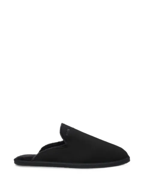BOSS shearling-lined slip-on slippers with logo detail