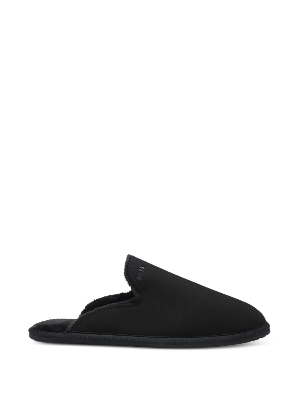 BOSS shearling-lined slip-on slippers with logo detail - Nero