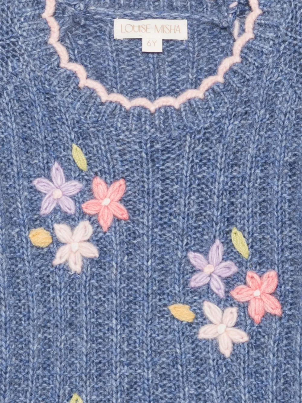 LOUISE MISHA KIDS Geribbelde trui met geborduurde bloemen Blauw