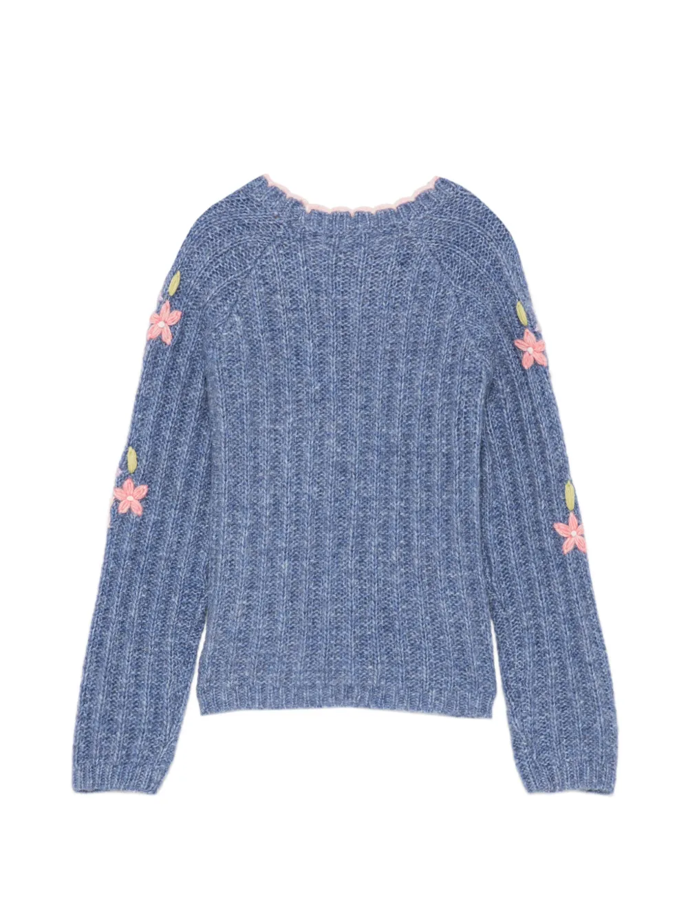 LOUISE MISHA KIDS Geribbelde trui met geborduurde bloemen Blauw