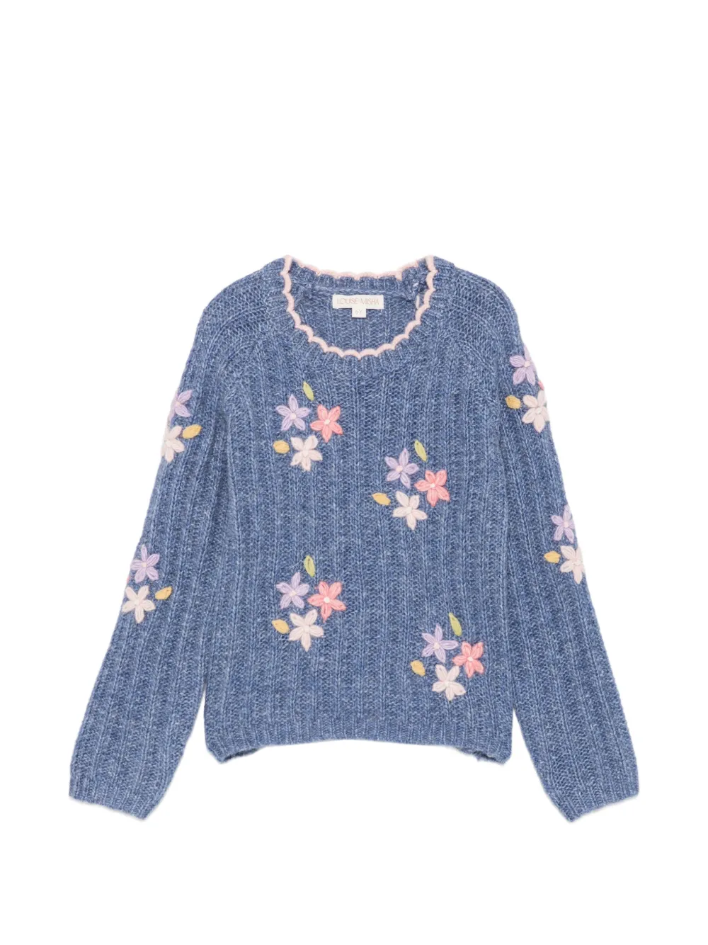 LOUISE MISHA KIDS pull en maille nervurée à fleurs brodées - Bleu LOUISE MISHA KIDS pull en maille nervurée à fleurs brodées - Bleu