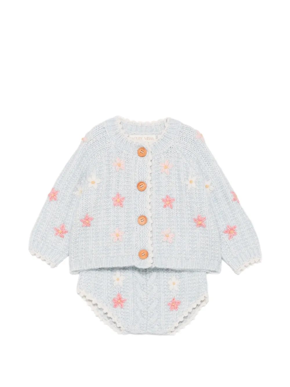 LOUISE MISHA KIDS cardigan en maille épaisse à fleurs brodées - Bleu LOUISE MISHA KIDS cardigan en maille épaisse à fleurs brodées - Bleu