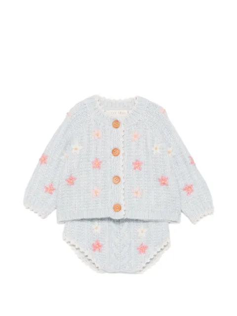 LOUISE MISHA KIDS cardigan en maille épaisse à fleurs brodées