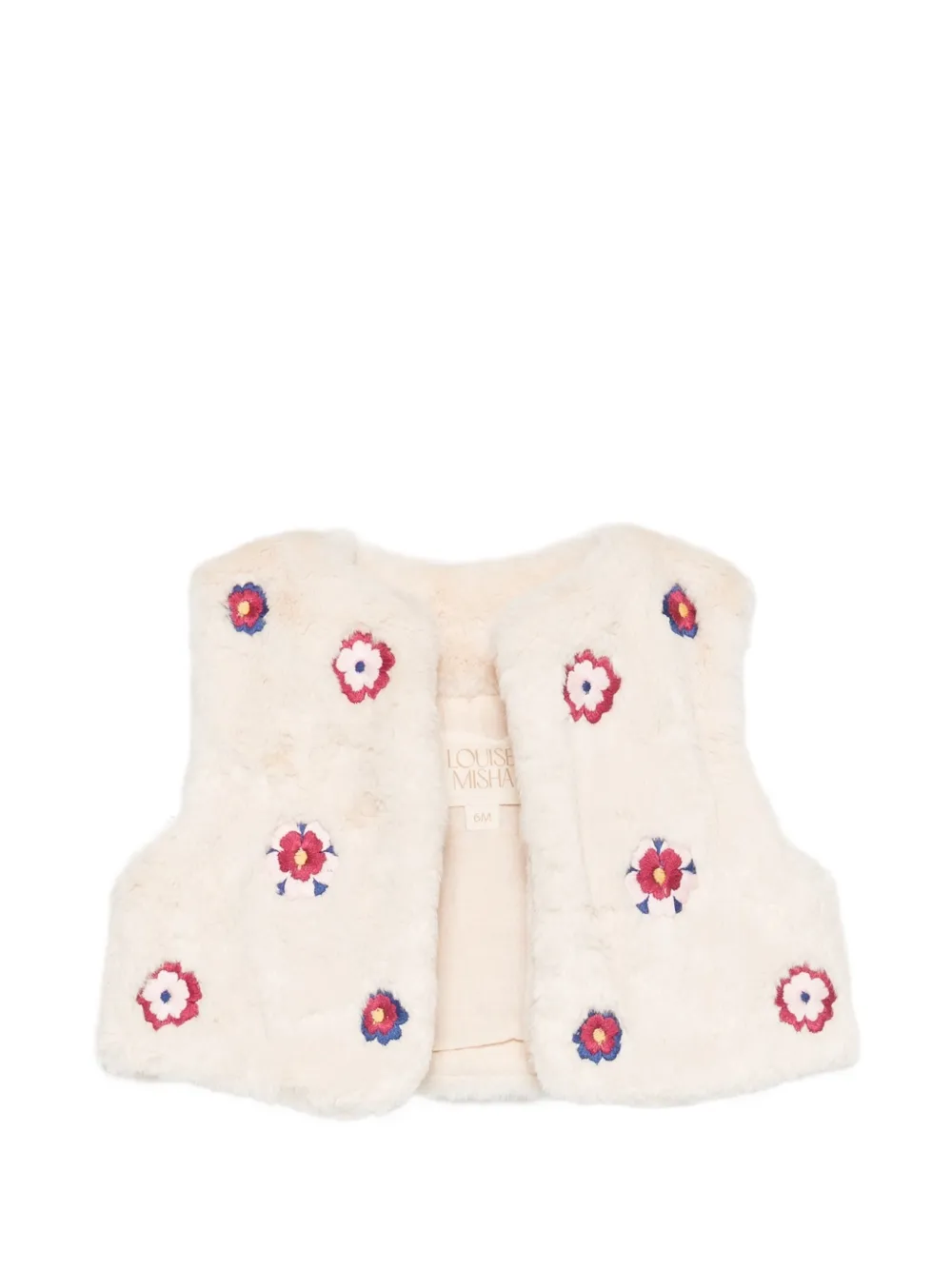 LOUISE MISHA KIDS Weste aus Faux Fur mit Blumenstickerei - Nude
