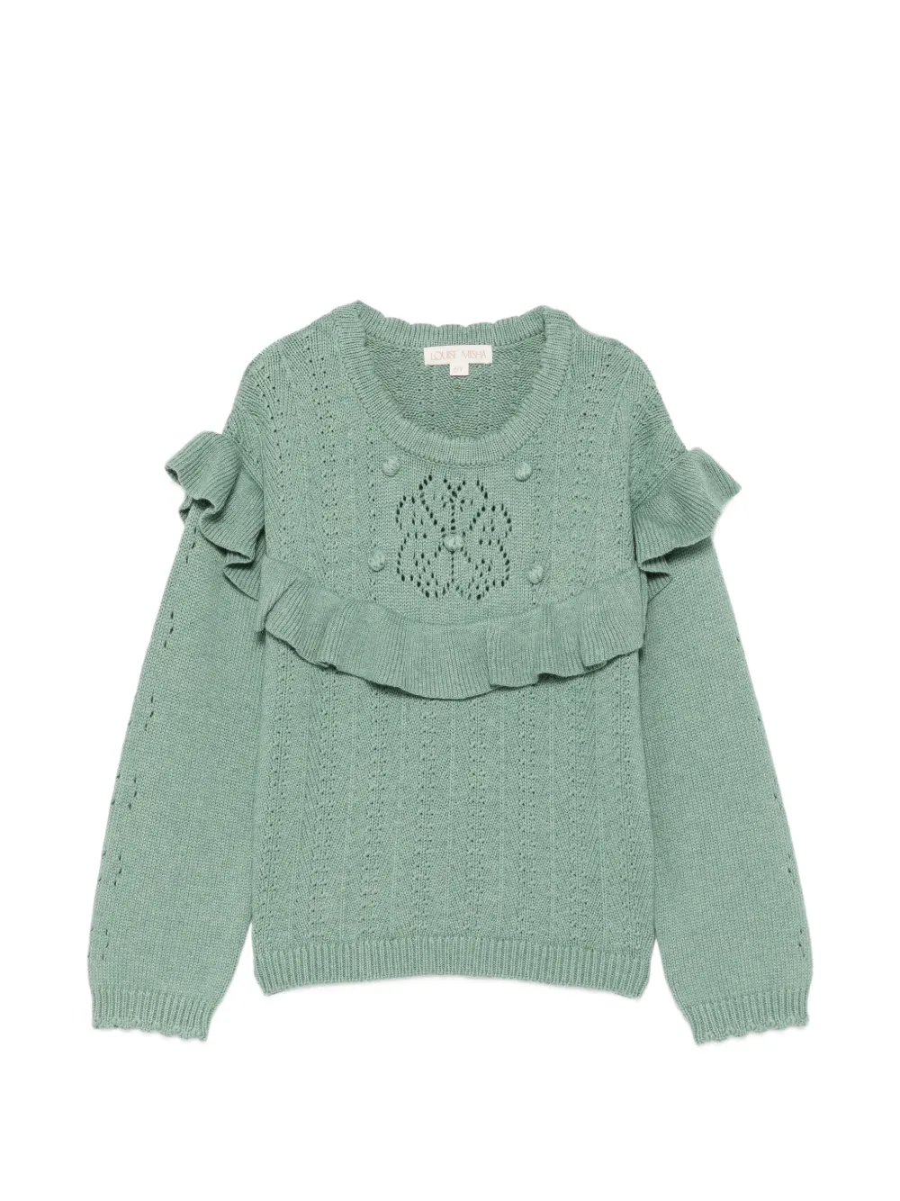 LOUISE MISHA KIDS pull en maille pointelle à volants - Vert LOUISE MISHA KIDS pull en maille pointelle à volants - Vert