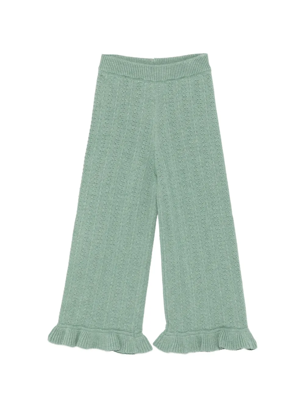 LOUISE MISHA KIDS pantalon en maille pointelle à volants - Vert LOUISE MISHA KIDS pantalon en maille pointelle à volants - Vert