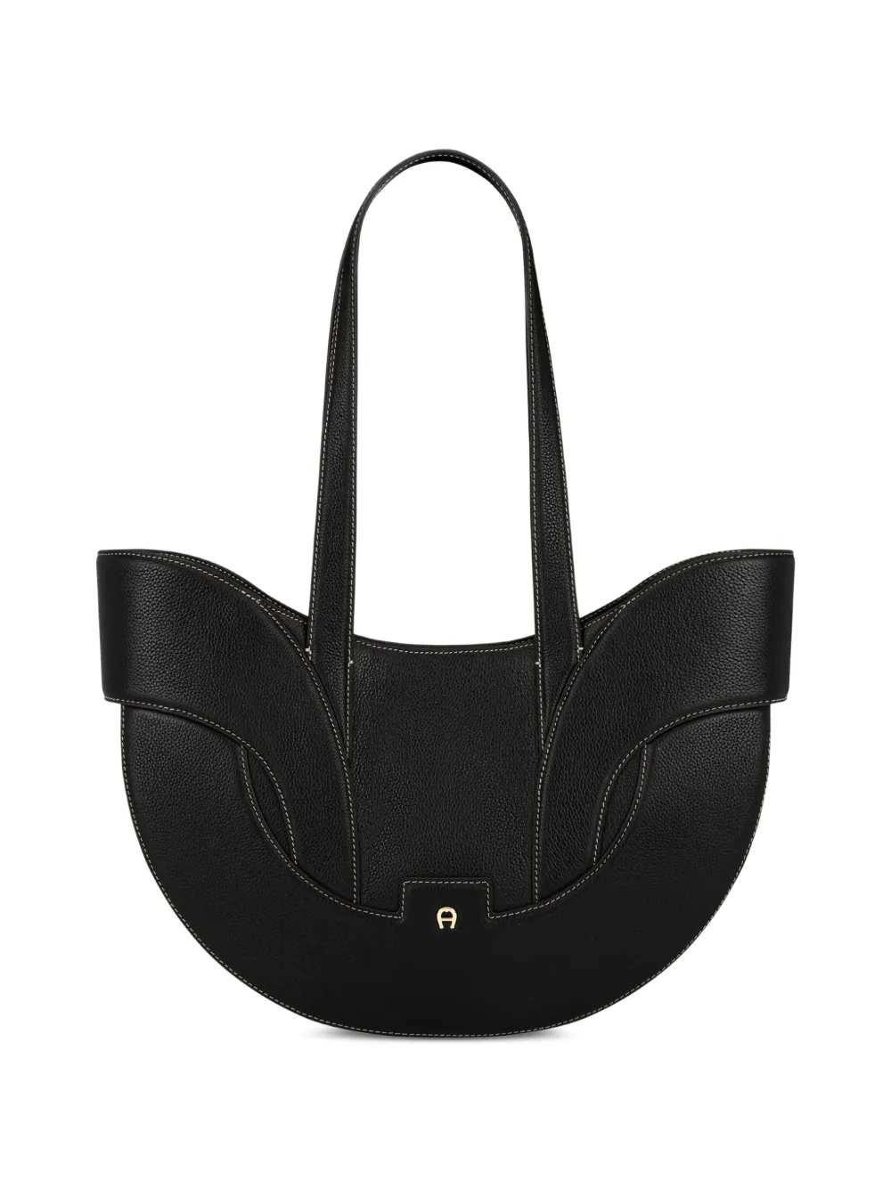 AIGNER grand cabas Sellina en cuir grainé à coutures contrastantes - Noir AIGNER grand cabas Sellina en cuir grainé à coutures contrastantes - Noir