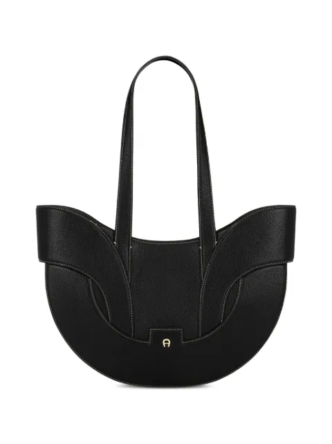 AIGNER large Sellina contrast-stitched grained-leather tote bag