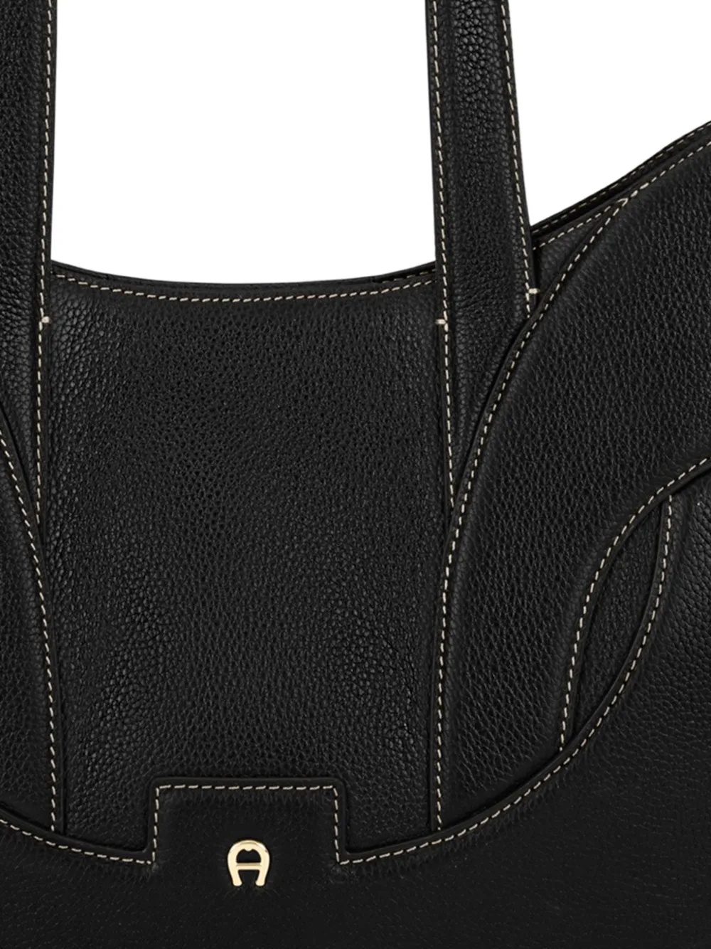 AIGNER large Sellina contrast-stitched grained-leather tote bag Zwart