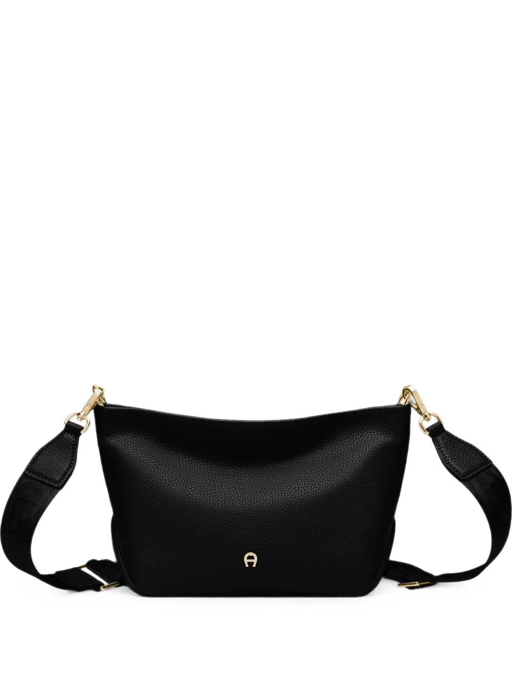 Aigner Paola Grained-leather Logo-plaque Cross Body Bag In Black