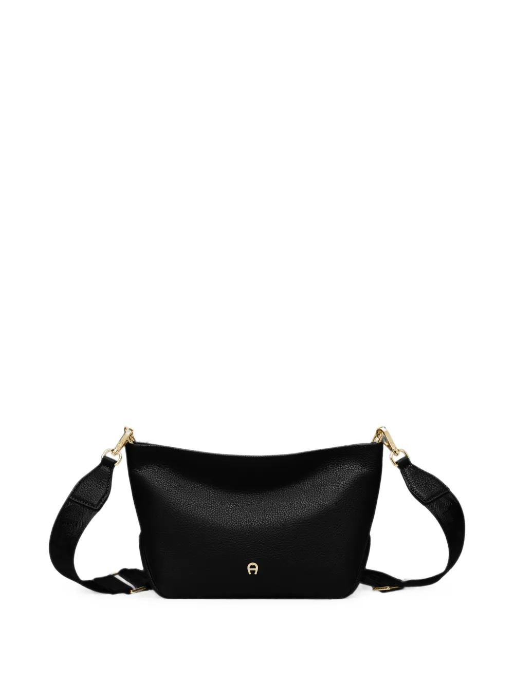 AIGNER Paola crossbodytas van leer met textuur en logo-plakkaat Zwart