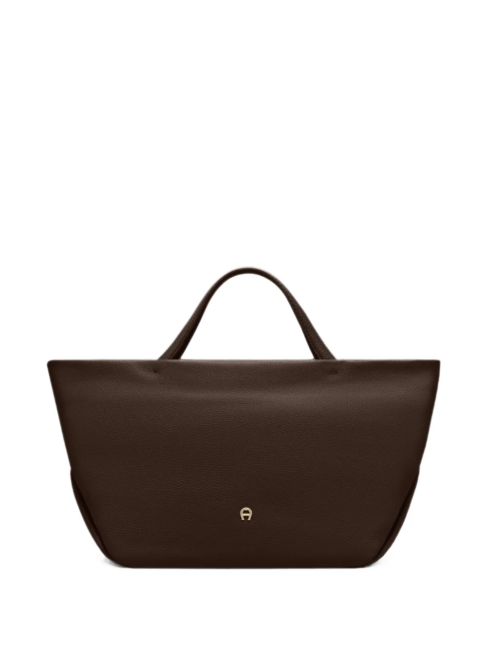 Aigner Large Paola Logo-plaque Grained-leather Tote Bag In Brown