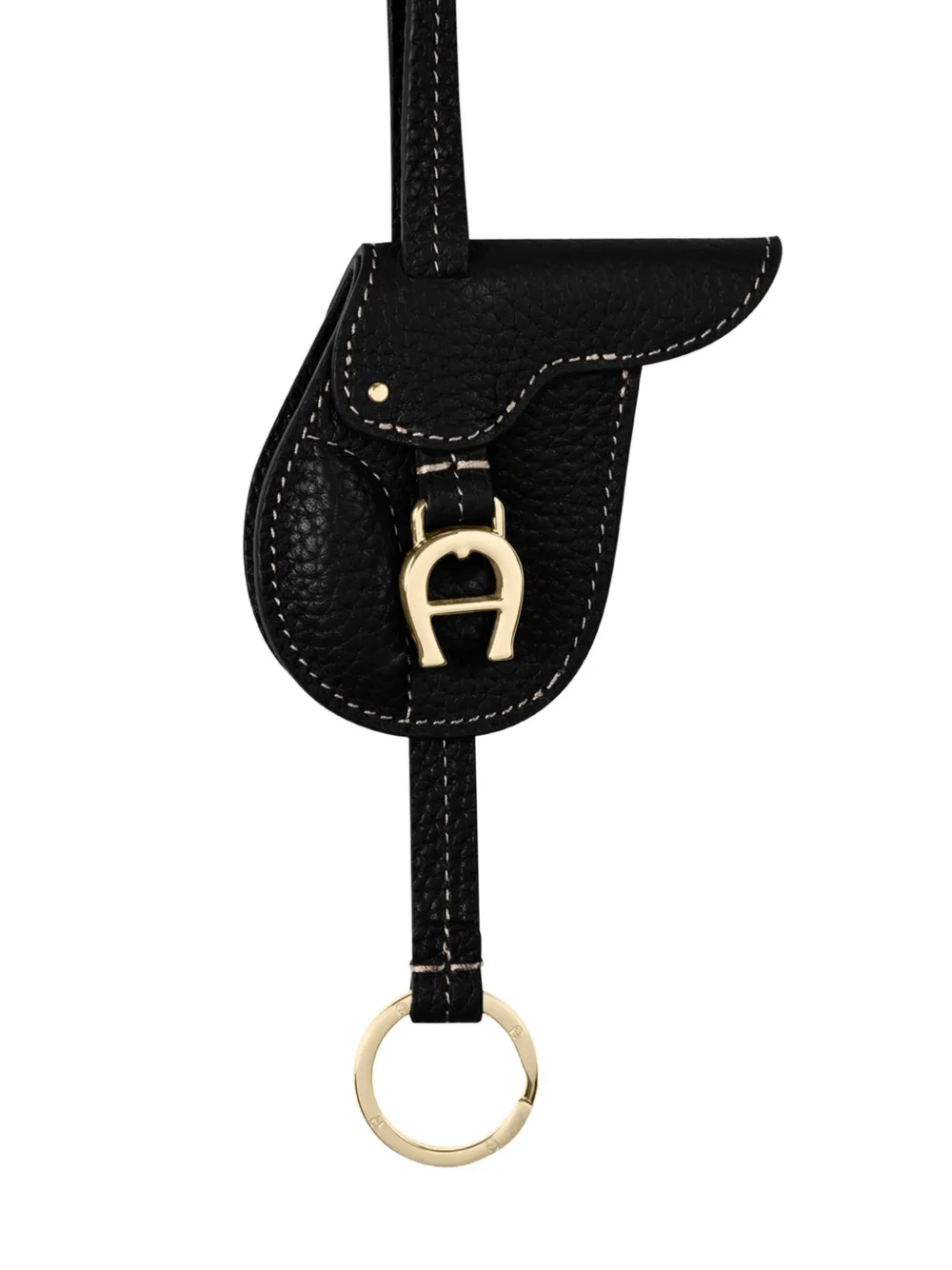 AIGNER Fashion saddle leren sleutelhanger Zwart