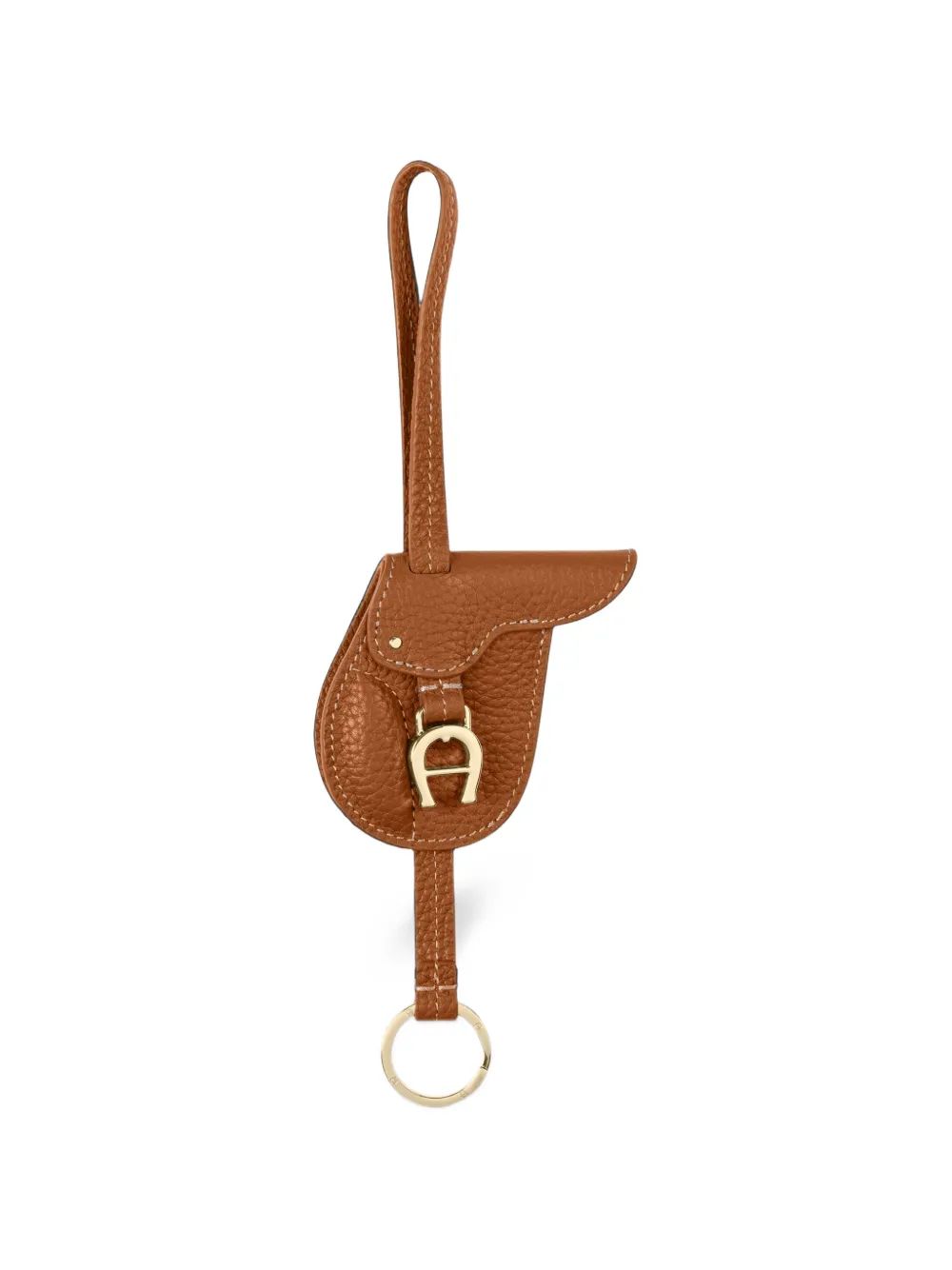 AIGNER saddle-shaped leather keychain Bruin