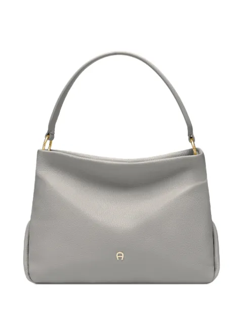 AIGNER small Paola logo-plaque pebbled-leather tote bag