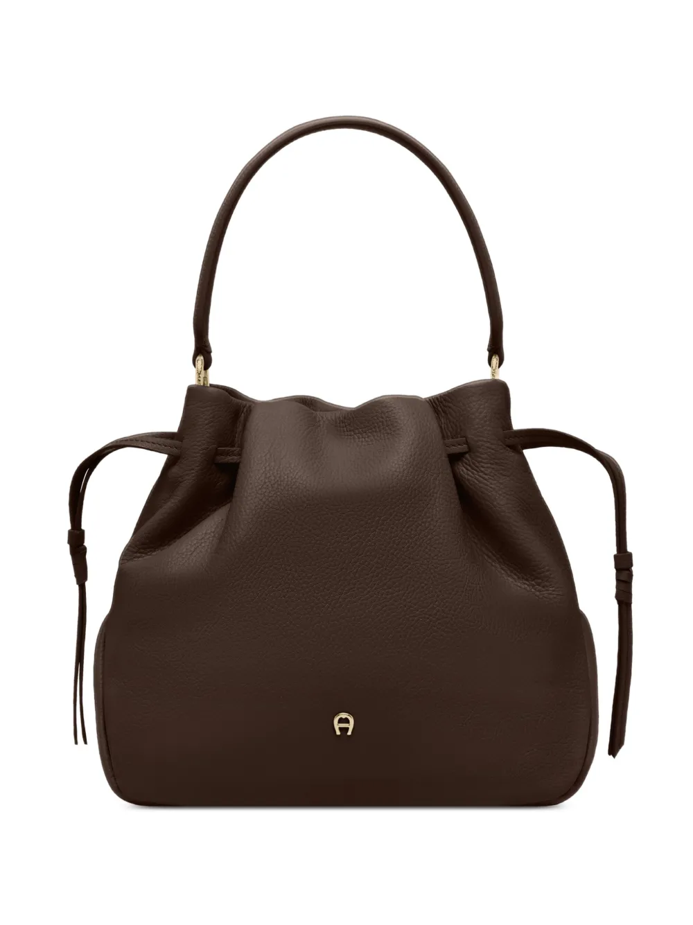 Aigner Medium Paola Pebbled Bucket Bag In Brown