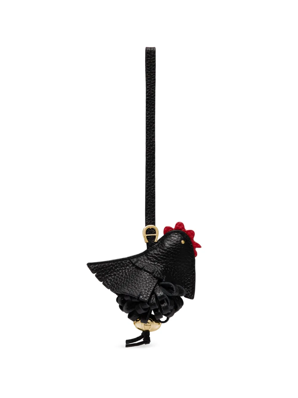 AIGNER Ciondollini chicken-shaped leather bag charm Zwart