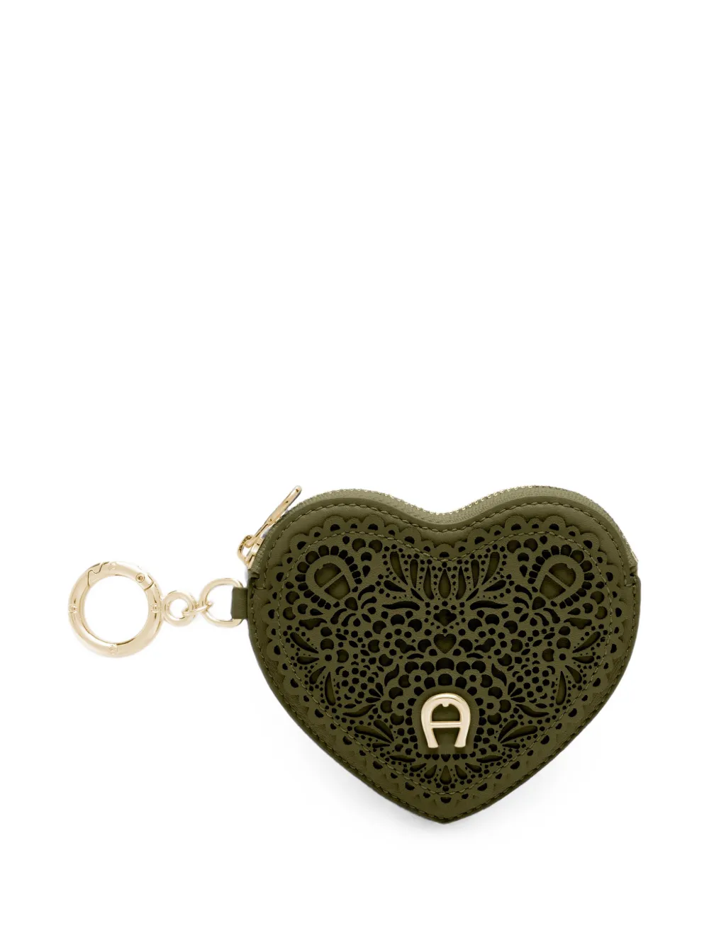AIGNER laser-cut heart-shaped coin purse Groen