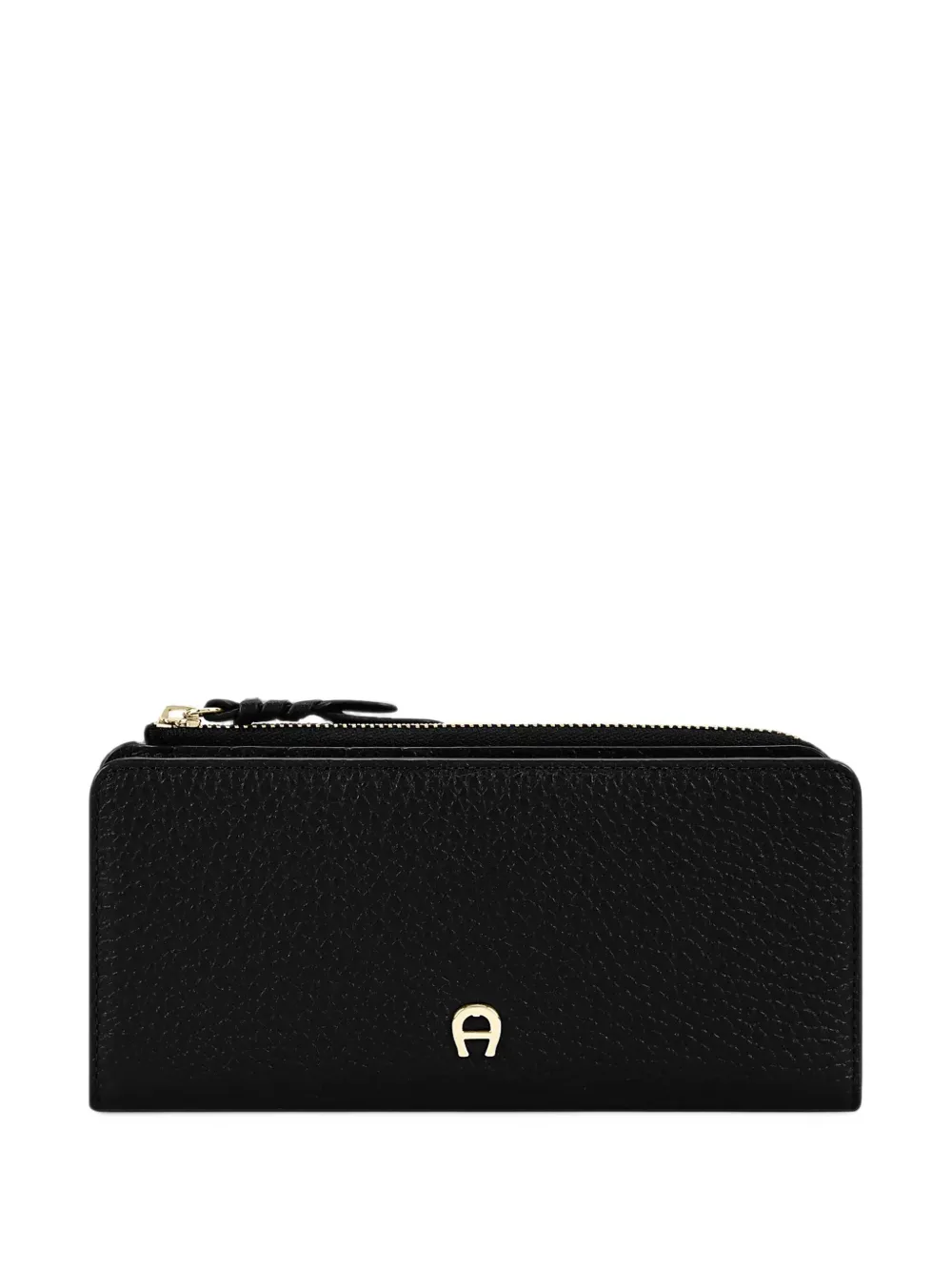 AIGNER Carré logo-plaque pebbled-leather wallet - Schwarz