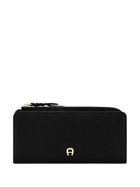 AIGNER Carré logo-plaque pebbled-leather wallet