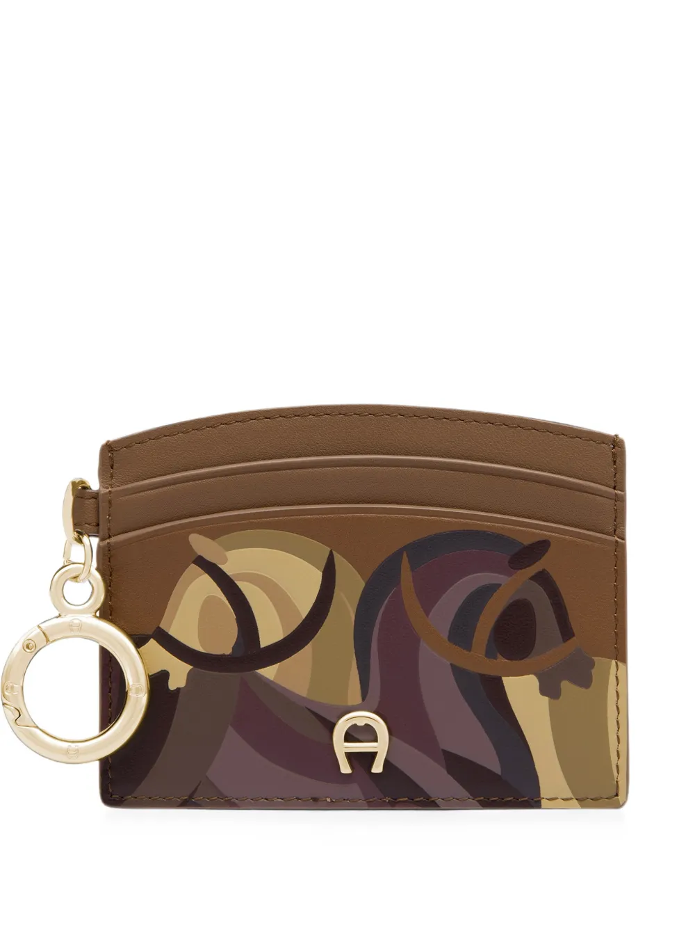 Aigner Funny Horse-print Cardholder In Brown