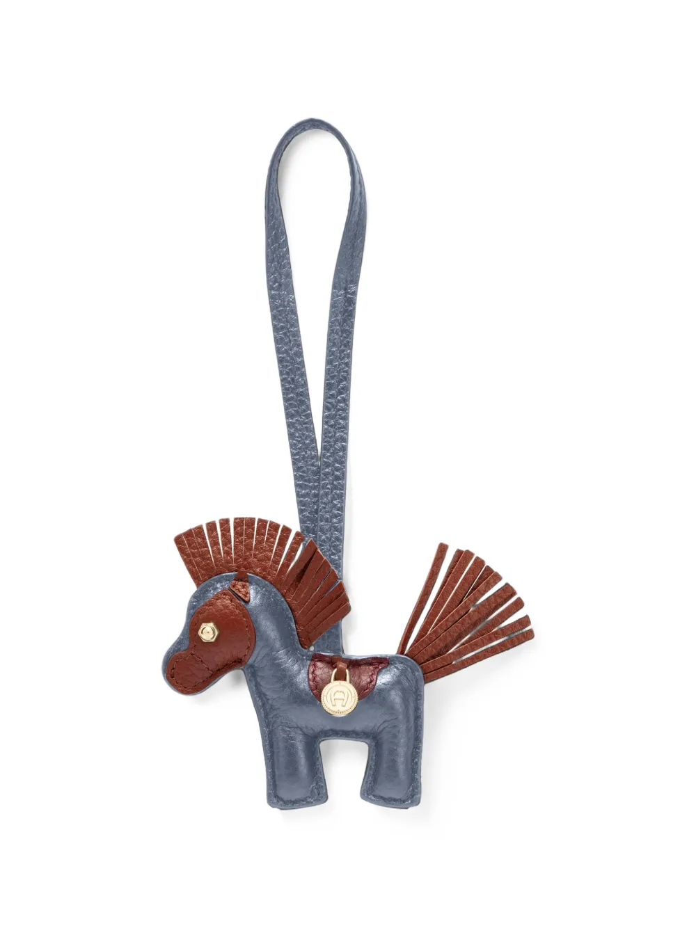 Aigner Horse-shaped Leather Bag Charm In Blue