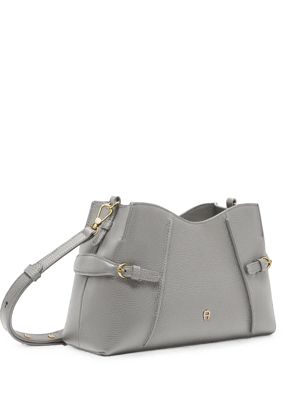 Aigner Medium Cavallo Logo-plaque Leather Tote Bag In Gray