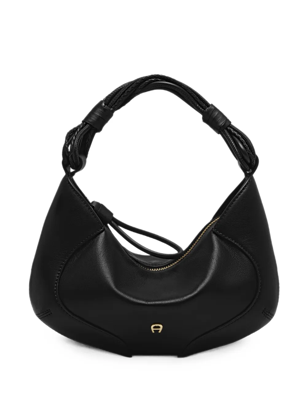 Aigner Small Giara Braided-handle Leather Tote Bag In Black