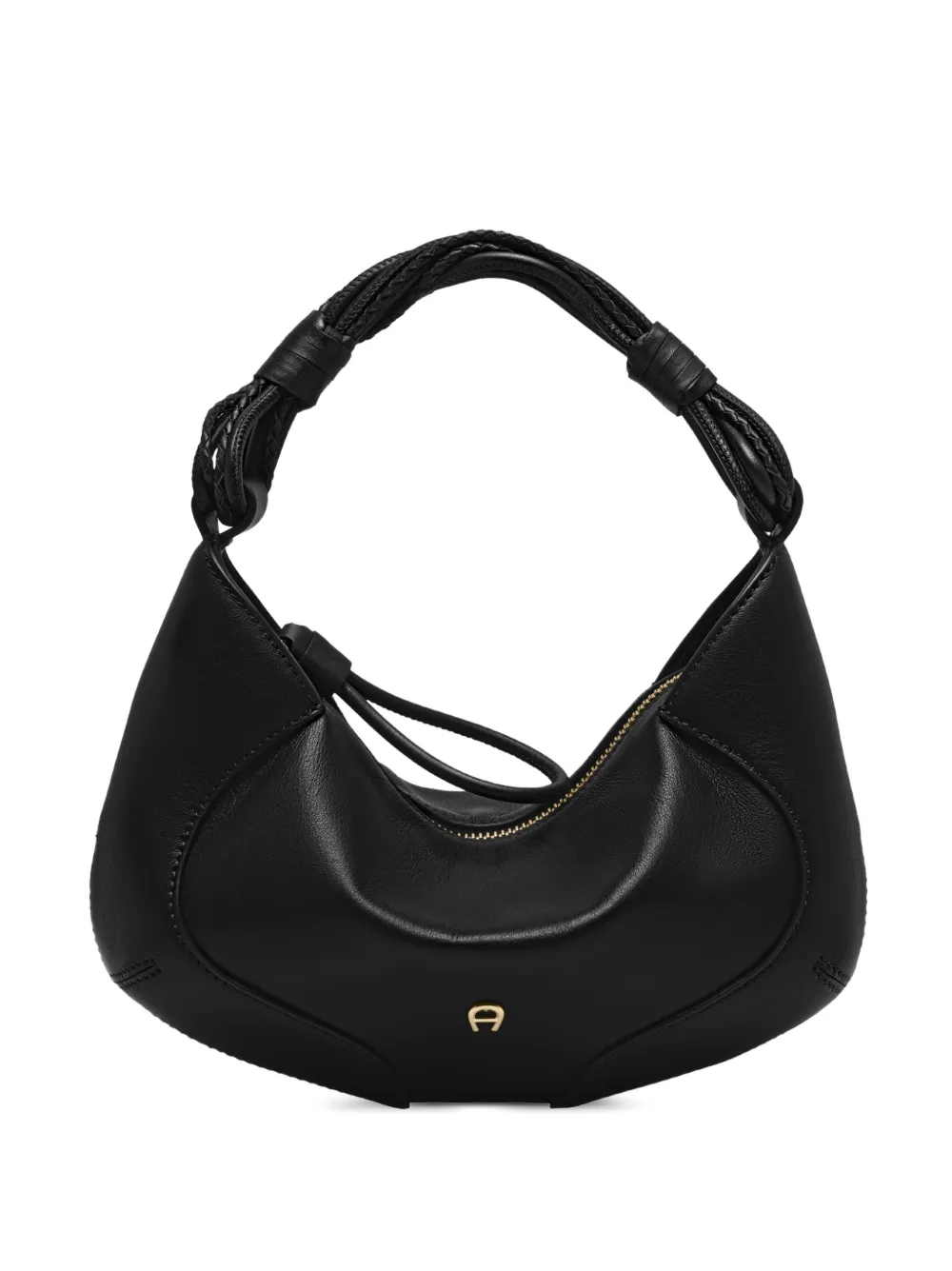 AIGNER small Giara braided-handle leather tote bag - Nero