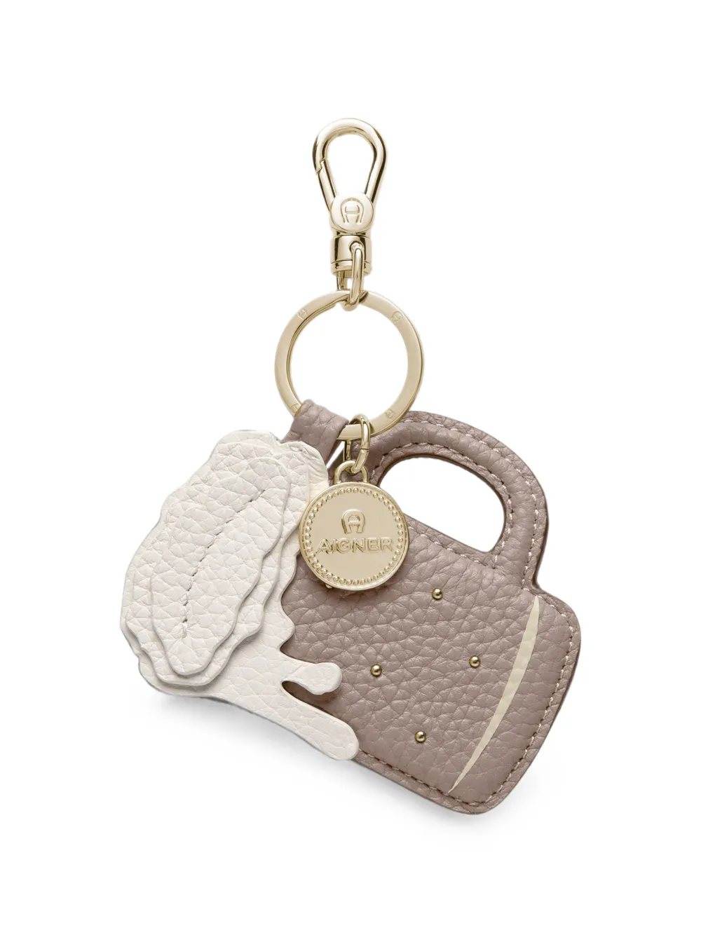 AIGNER mug-motif leather keychain