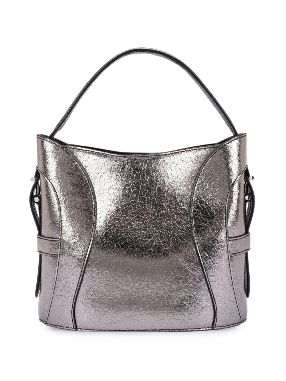 Aigner Small Deborah Metallic Cracked-effect Shoulder Bag In Silver