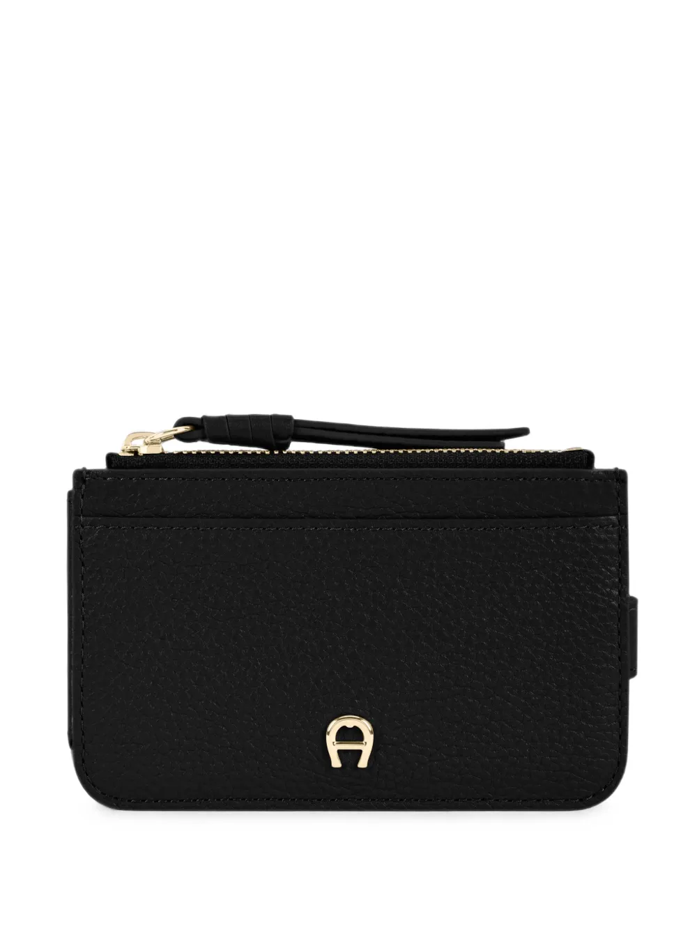 Aigner Paola Logo-plaque Pebbled Card Holder In Black