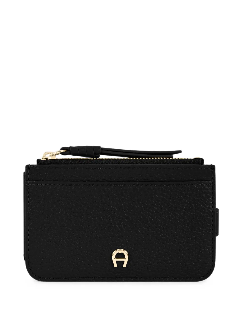 AIGNER Paola logo-plaque pebbled card holder Zwart