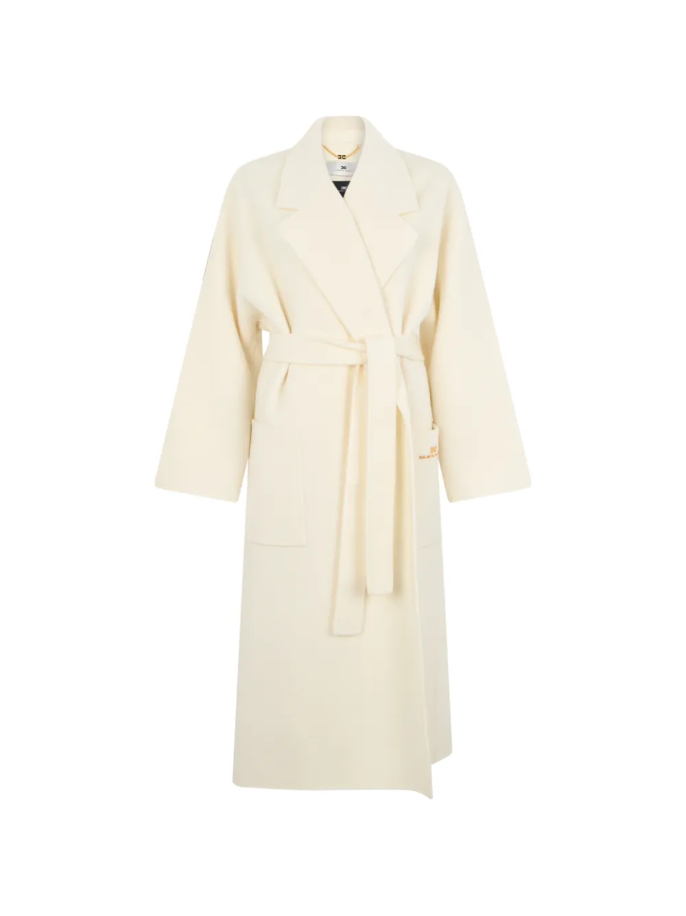 Elisabetta Franchi belted logo-embroidered coat