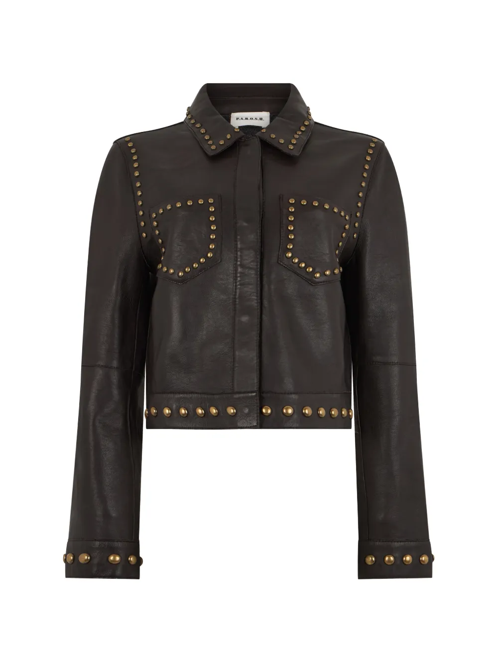 P.A.R.O.S.H. stud-embellished leather jacket - Marrone