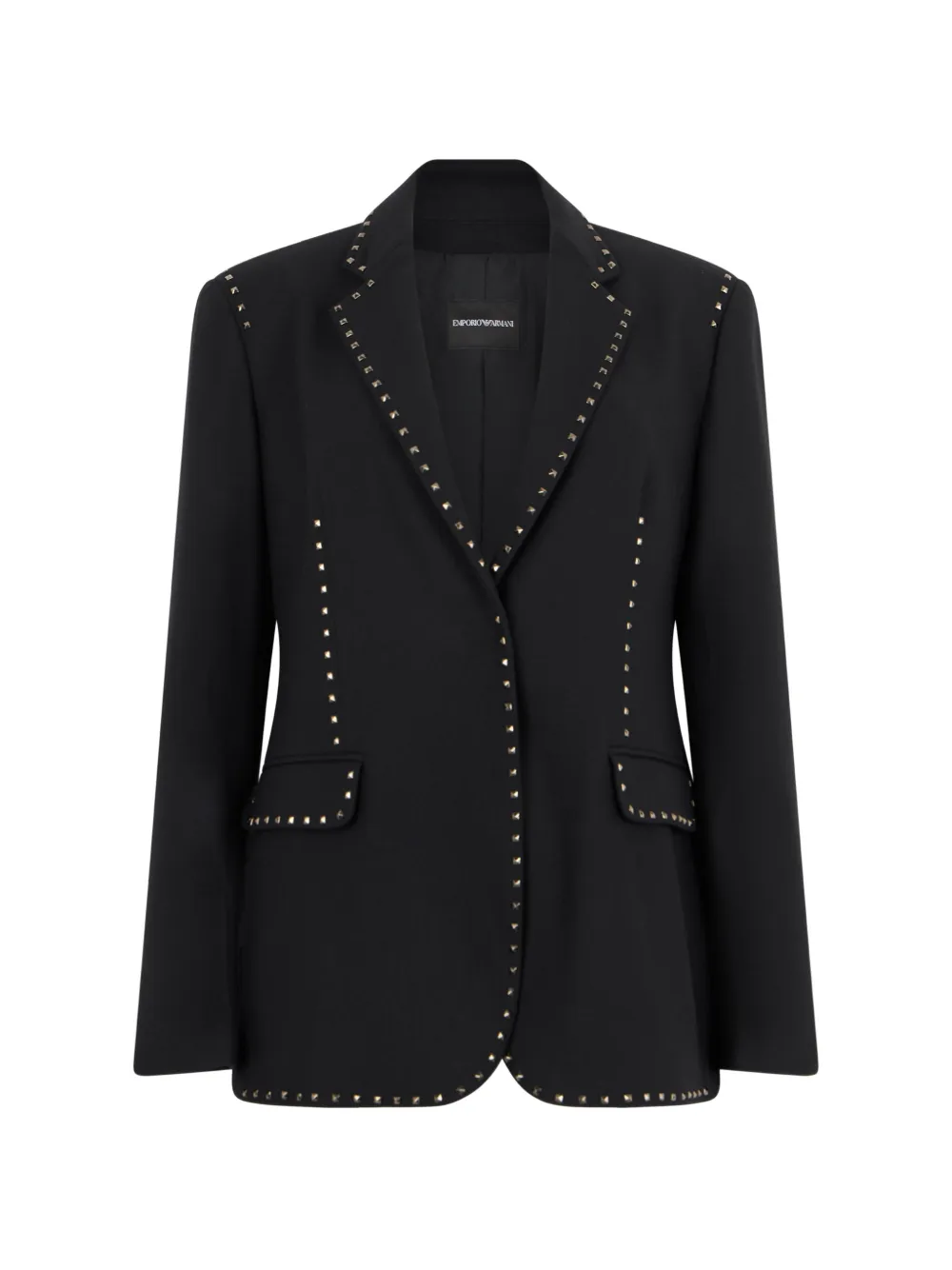 Emporio Armani stud-embellished notched-lapel blazer - Nero