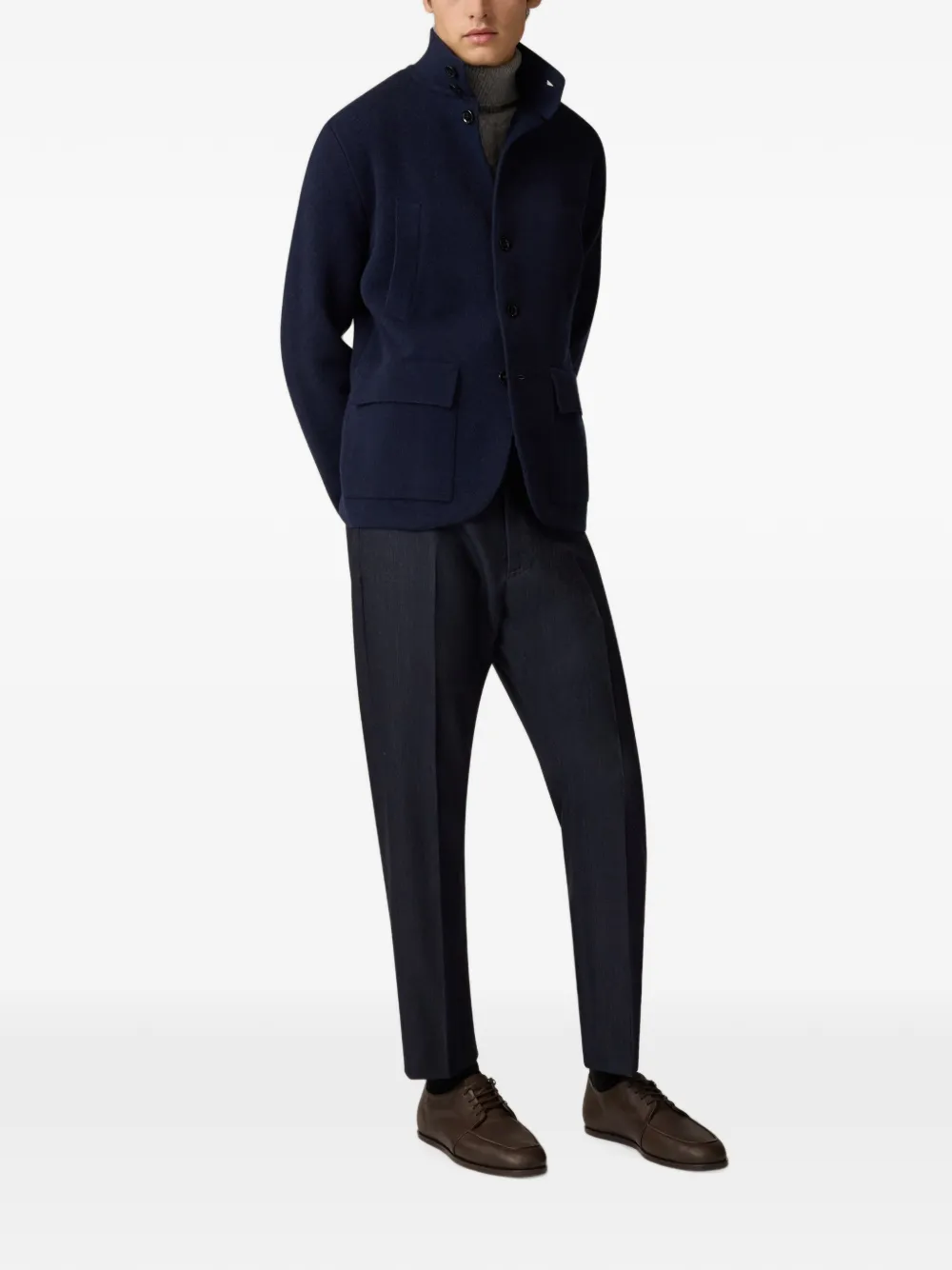 Lardini knitted button-up single-breasted coat Blauw