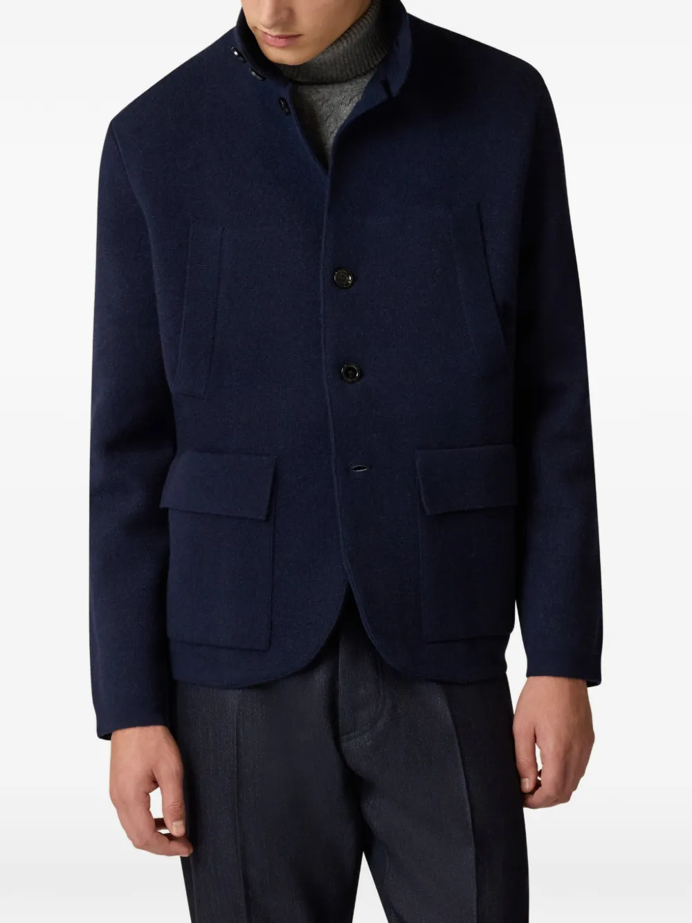 Lardini knitted button-up single-breasted coat Blauw