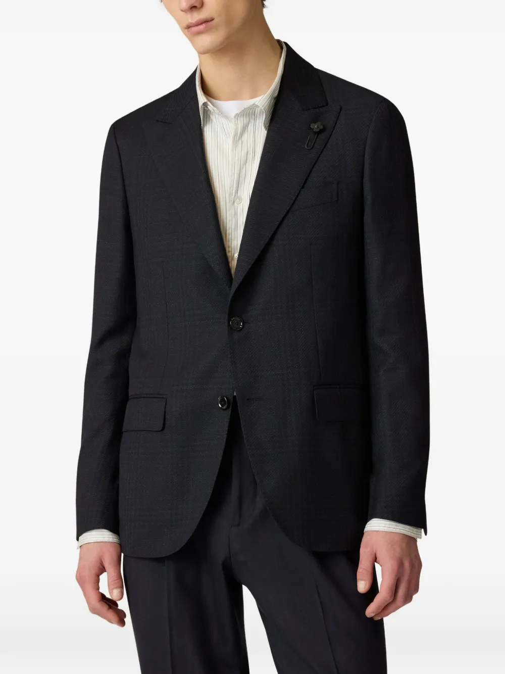 Lardini Glen-check peak-lapel blazer Blauw
