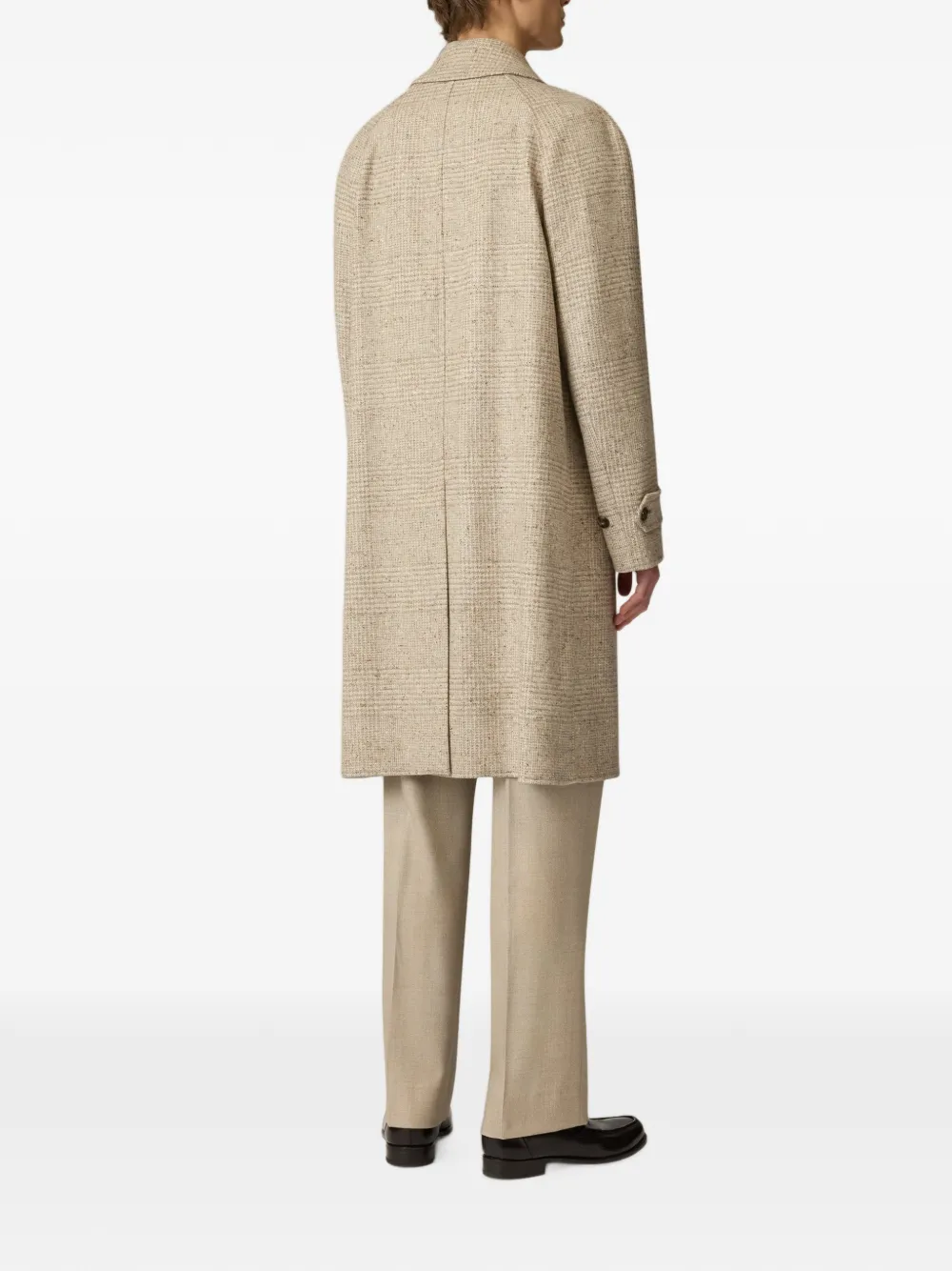 Lardini Prince of Wales tweed coat Beige