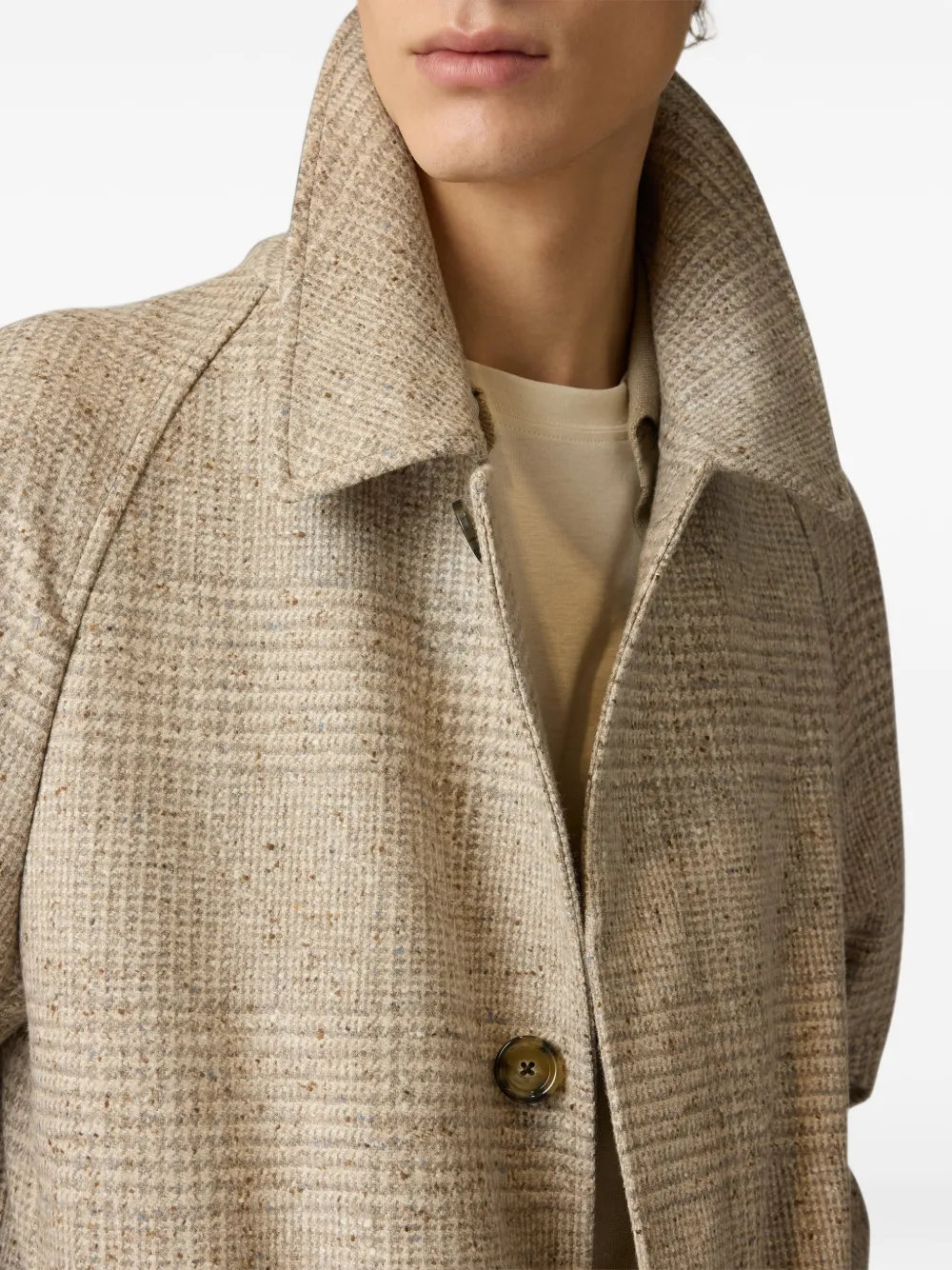 Lardini Prince of Wales tweed coat Beige