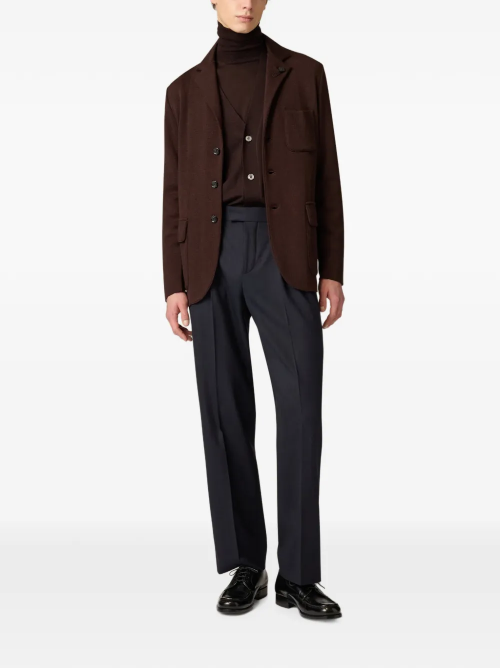 Lardini single-breasted knitted blazer Bruin
