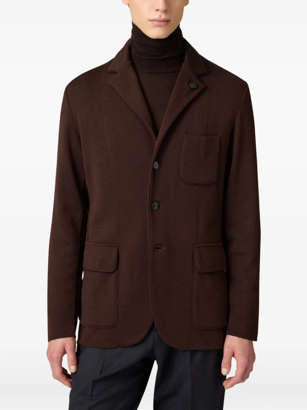 Lardini single-breasted knitted blazer Bruin