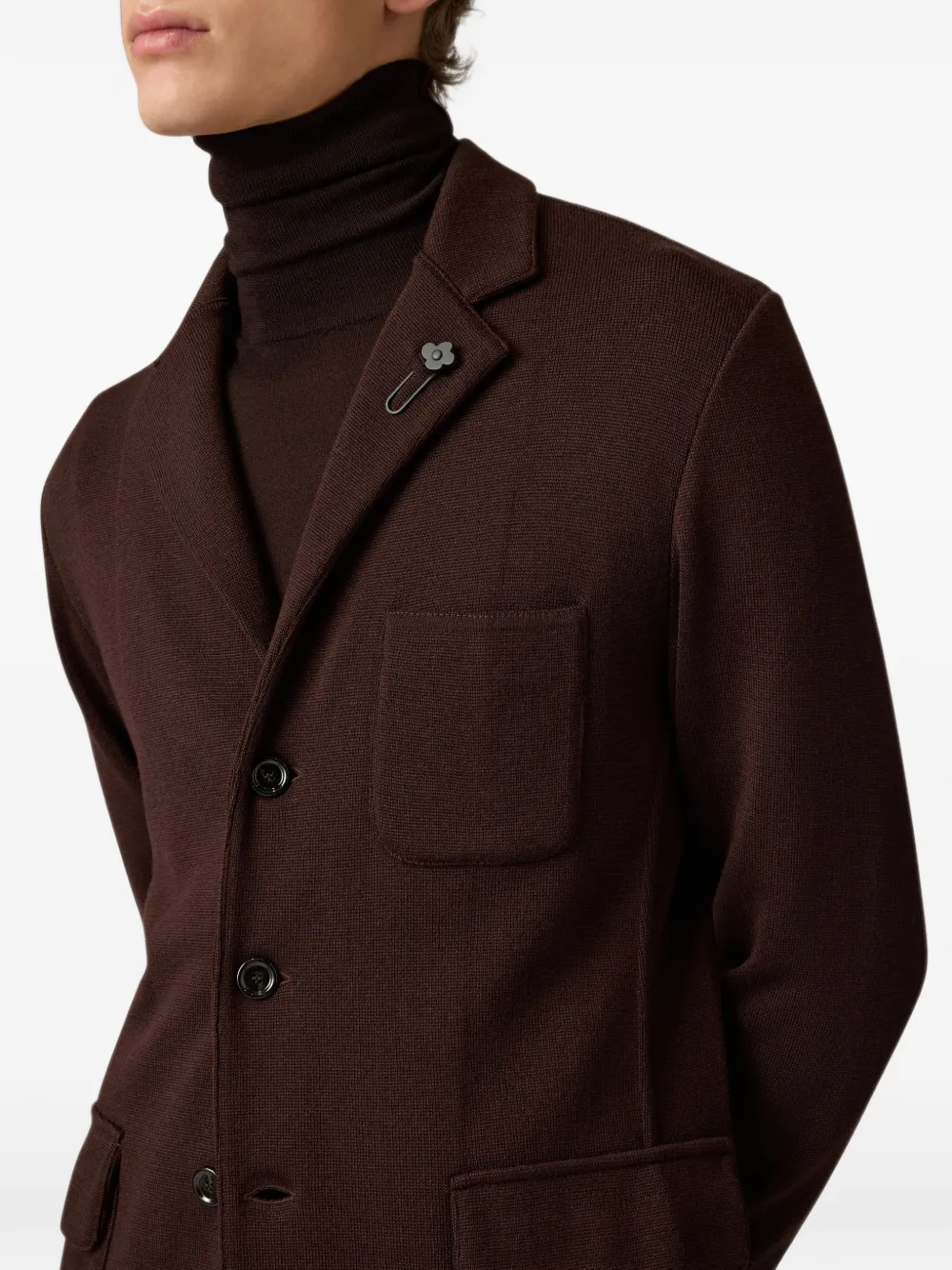 Lardini single-breasted knitted blazer Bruin