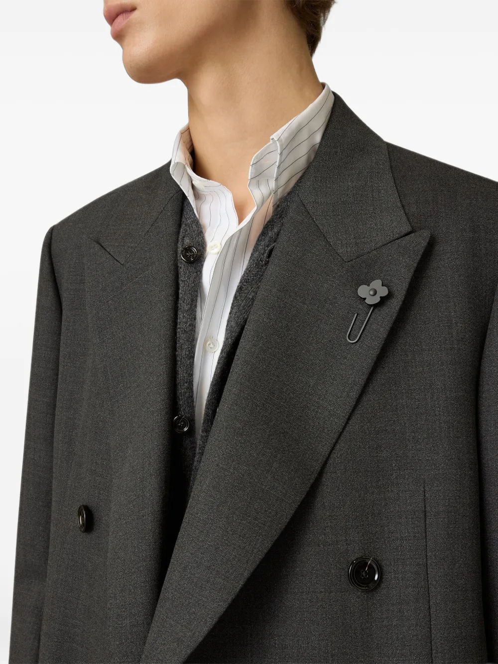 Lardini double-breasted peaked-lapel coat Grijs