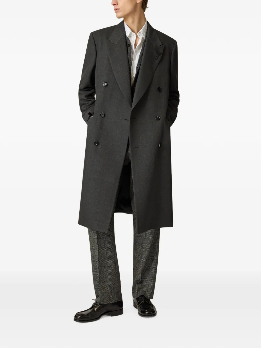 Lardini double-breasted peaked-lapel coat Grijs