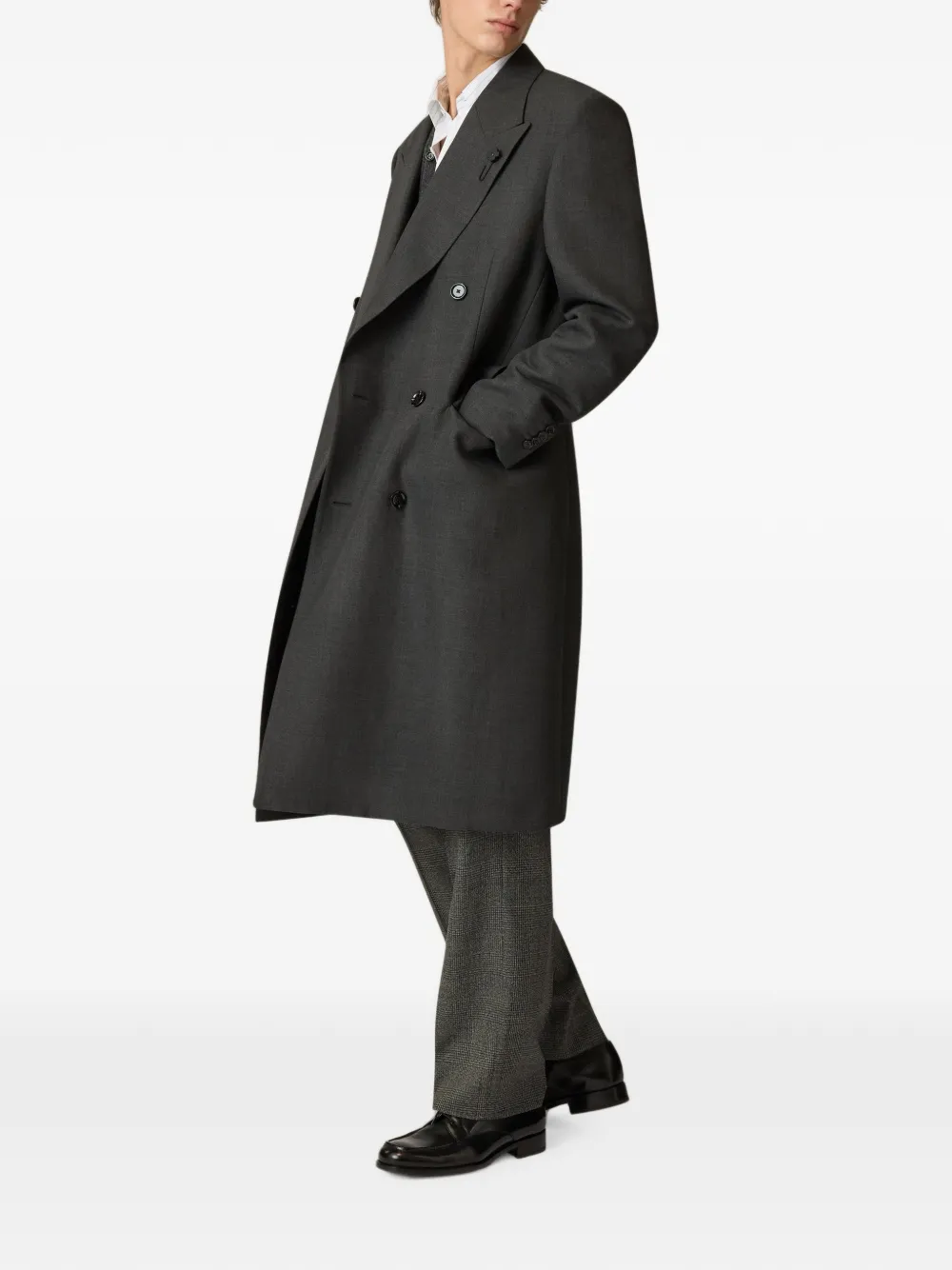 Lardini double-breasted peaked-lapel coat Grijs