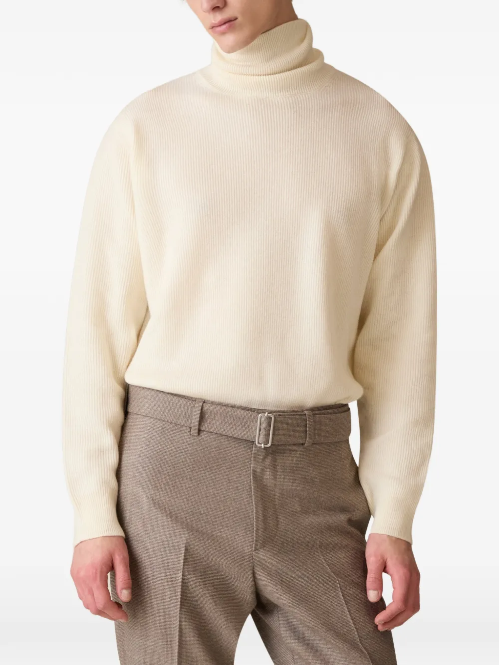 Lardini ribbed-knit turtleneck sweater Beige