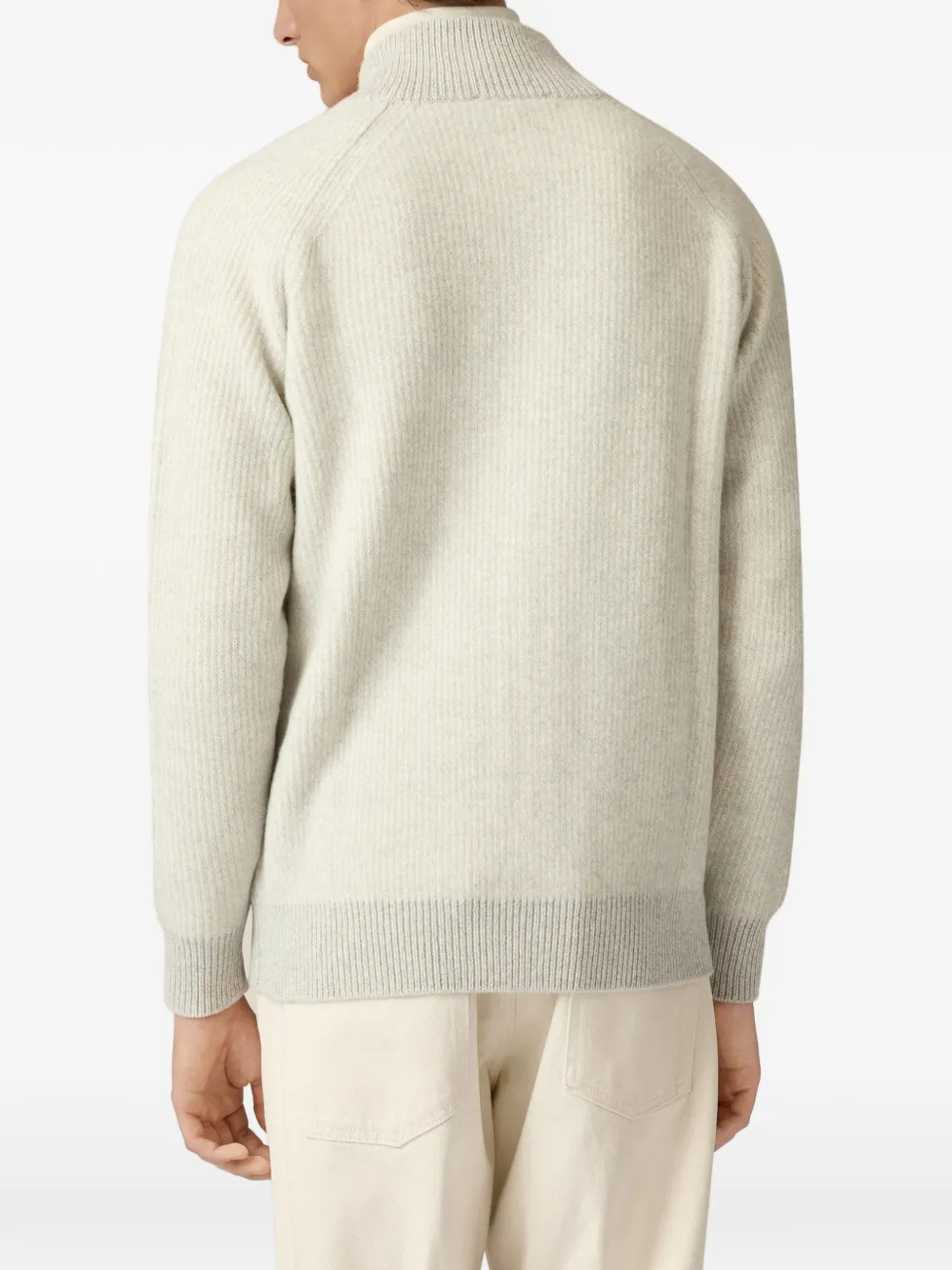 Lardini ribbed-knit zip-up cardigan Beige