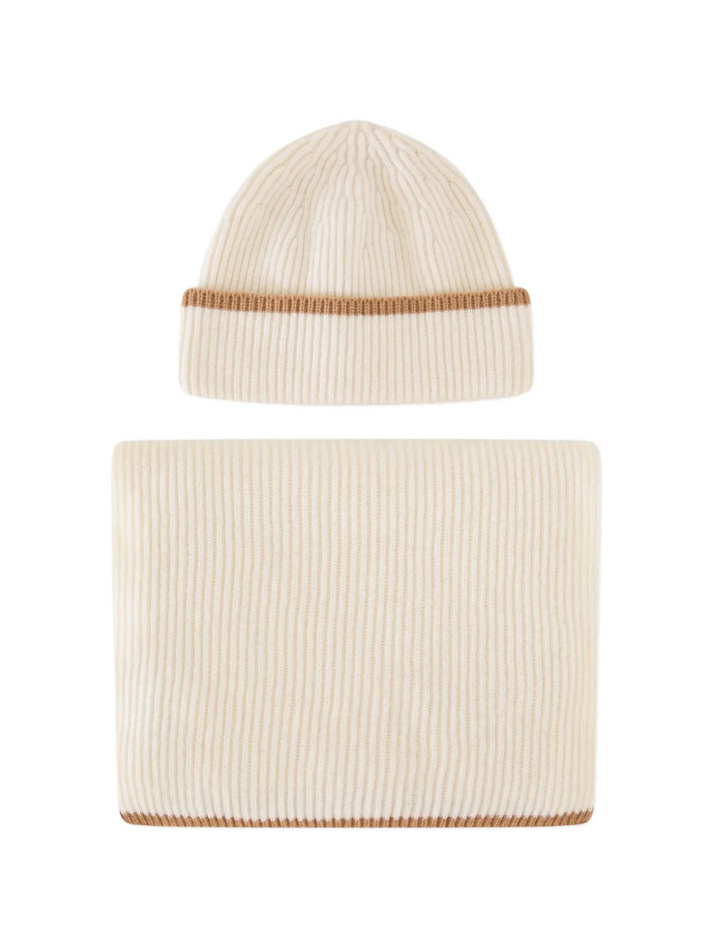Lardini ribbed-knit beanie hat and scarf set Beige